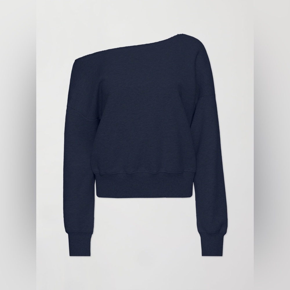 Off-the-Shoulder Navy Sweatshirt